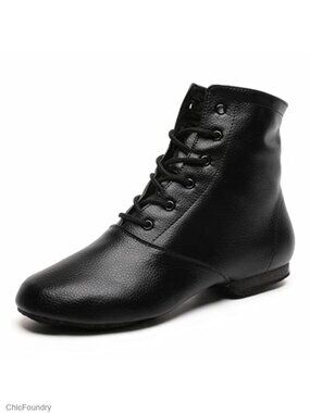 Lace Up Black Jazz Shoes Dance Boots for Women Girls Adult